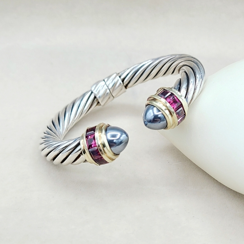 David Yurman 10mm Renaissance Hematite Rhodolite Garnet with Gold